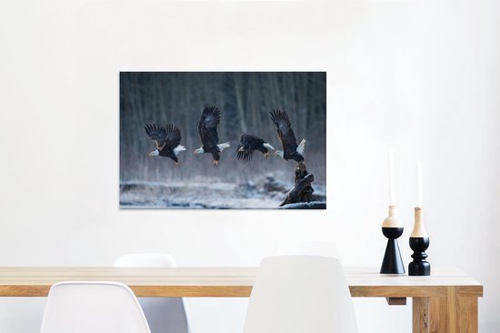 Aigle se lève à 90x60 cm - Tirage photo sur toile (Décoration murale salon / chambre)