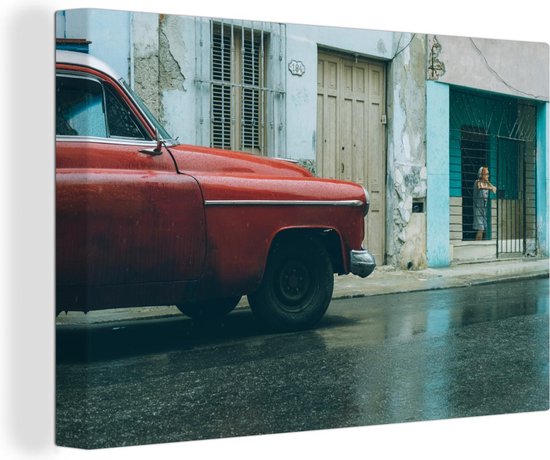 Canvas Schilderij Regenachtige dag in Havana - 60x40 cm - Wanddecoratie