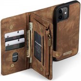 CaseMe 2-in-1 iPhone 12 Mini Hoesje Book Case met Back Cover Bruin