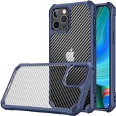 Apple iPhone 13 Pro Max Hoesje Carbon Back Cover Schokbestendig Blauw