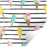 Muurstickers - Sticker Folie - IJs - Zomer - Patroon - 100x100 cm - Plakfolie - Muurstickers Kinderkamer - Zelfklevend Behang XXL - Zelfklevend behangpapier - Stickerfolie