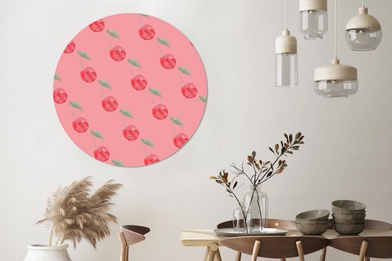 Cercle Mural - Cercle Mural Intérieur - Cerises - Aquarelle - Rose - ⌀ 120 cm - Décoration murale - Peintures Ronds XXL