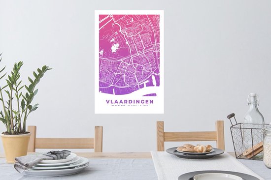 Stickers Stickers muraux - Plan de la ville - Vlaardingen - Violet - Pays- Nederland - 40x60 cm - Feuille adhésive - Carte