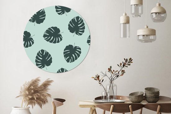 WallCircle - Peinture - Summer Leaves Monstera Xxl - Multicolore - 120 X 120 Cm