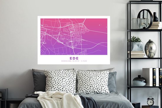 Stickers Stickers muraux - Plan de la ville - Ede - Pays- Nederland - Violet - 120x80 cm - Feuille adhésive - Carte