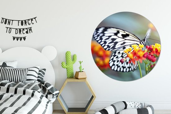 Cercle Mural - Cercle Mural Intérieur - Papillon - Bloem - Animaux - ⌀ 120 cm - Décoration murale - Peintures Ronds XXL