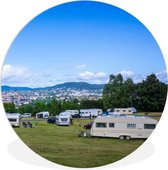 WallCircle - Wandcirkel - Muurcirkel Binnen - Caravan - Camping - Blauw - 120x120 cm - Wanddecoratie - Ronde Schilderijen XXL
