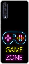 Geschikt voor Samsung Galaxy A30s hoesje - Controller - Game - Neon - Zwart - Quotes - Game zone - Siliconen Telefoonhoesje