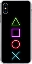 Geschikt voor iPhone Xs hoesje - Gaming - Neon - Console - Zwart - Controller - Gamen - Siliconen Telefoonhoesje