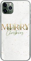Geschikt voor iPhone 11 Pro Max hoesje - Kerst - Quotes - Merry Christmas - Spreuken - Goud - Siliconen Telefoonhoesje