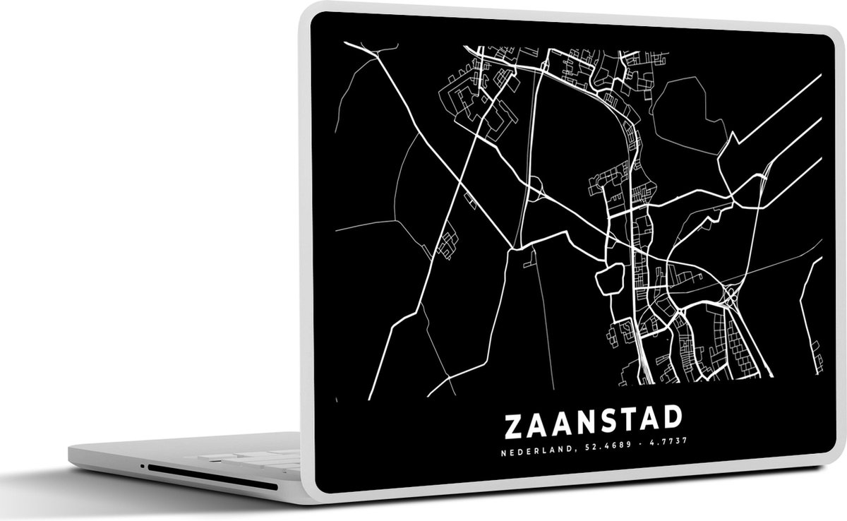 Laptop sticker - 12.3 inch - Zaanstad - Kaart - Zwart - 30x22cm - Laptopstickers - Laptop skin - Cover