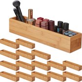 Relaxdays 16x Bamboe opbergbox - opbergdoosje - hout - langwerpig - organizer - houder
