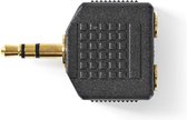 Nedis Stereo-Audioadapter | 3,5 mm Male | 2x 3,5 mm Female | Verguld | Recht | ABS | Zwart | 10 Stuks | Polybag