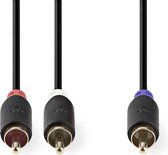 Nedis Subwoofer-Kabel - RCA Male - 2x RCA Male - Verguld - 3.00 m - Rond - 4.0 mm - Antraciet - Doos