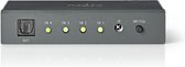 Nedis Digitale Audio-Switch - 4-wegs - Input: 4x TosLink - Output: 1x TosLink - Afstandsbediening / Manueel - ABS / Metaal - Donkergrijs
