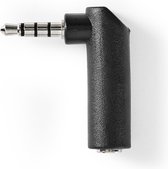Nedis Stereo-Audioadapter | 3,5 mm Male | 3,5 mm Female | Vernikkeld | 90° Gehoekt | Metaal | Zwart | 10 Stuks | Polybag