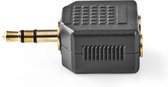 Nedis Stereo-Audioadapter - 3,5 mm Male - 2x 3,5 mm Female - Verguld - Recht - ABS - Zwart - 10 Stuks - Polybag