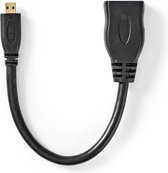 Nedis High Speed ​​HDMI™-Kabel met Ethernet | HDMI™ Micro-Connector | HDMI™ Output | 4K@30Hz | 10.2 Gbps | 0.20 m | Rond | PVC | Zwart | Polybag