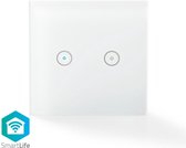 SmartLife Wandschakelaar | Wi-Fi | Duaal | Muurmontage | 86 mm | 86 mm | 1000 W | Android™ / IOS | Glas | Wit
