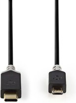 Nedis USB-Kabel - USB 2.0 - USB-C Male - USB Micro-B Male - 60 W - 480 Mbps - Verguld - 1.00 m - Rond - PVC - Antraciet - Polybag