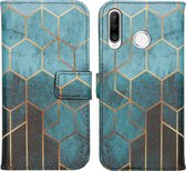 iMoshion Design Softcase Book Case Huawei P30 Lite hoesje - Green Honeycomb