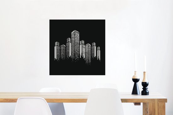 Une illustration noir et blanc d'un poster Skyline 50x50 cm - Tirage photo sur Poster (décoration murale salon / chambre)