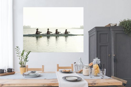 Un groupe de rameurs rament à Munich Poster 160x120 cm - Tirage photo sur Poster (décoration murale salon / chambre) / Affiche Sport XXL / Groot format!