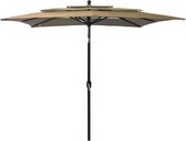 vidaXL Parasol 3-laags met aluminium paal 2,5x2,5 m taupe