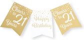 Paperdreams Vlaggenlijn 21 jaar - verjaardag slinger - karton - wit/goud - 600 cm