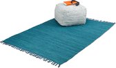 Tapis Relaxdays bleu - en coton - tissé à la main - tapis - antidérapant - tapis de refroidissement - 120x180cm