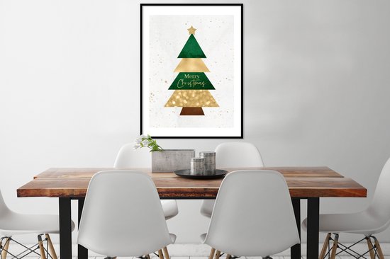 Cadre photo avec affiche - Sapin de Noël - Énonciations - Joyeux Noël - Citations - Noël - 60x80 cm - Cadre pour affiche - Décorations de Noël de Noël pour l'intérieur - Noël