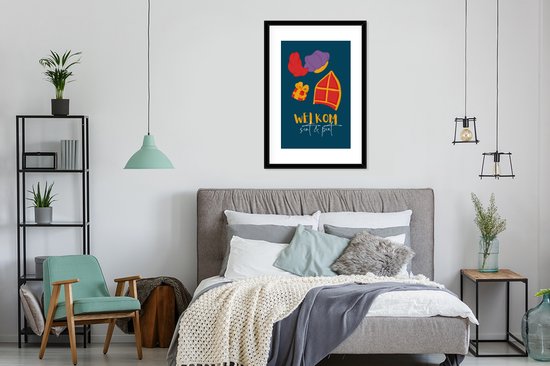 Cadre photo avec affiche - Sinterklaas - Sint - Quotes - Welcome Sint and Piet - Enfants - Garçons - Filles - Enfant - 60x90 cm - Cadre pour affiche