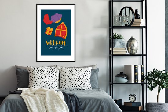 Cadre photo avec affiche - Sinterklaas - Sint - Quotes - Welcome Sint and Piet - Enfants - Garçons - Filles - Enfant - 60x90 cm - Cadre pour affiche