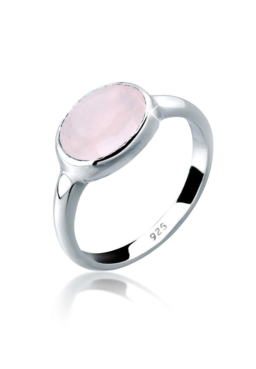 Elli - Ring - Dames Rozenkwarts Solitaire Basic in 925 Sterling Zilver - Dames