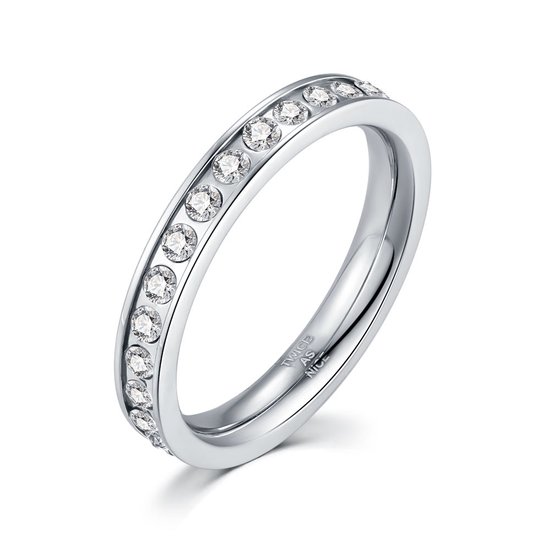 Twice As Nice Ring in edelstaal, 3 mm, kristallen 56