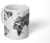 Mok - Wereldkaart - Driehoek - Grijs - 350 ML - Beker