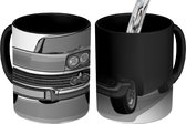 Magische Mok - Foto op Warmte Mok - tekening van een luxe klassieke auto - zwart wit - 350 ML