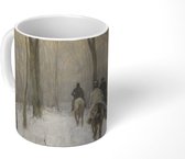 Mok - Ruiters in de sneeuw in het Haagse Bos - Schilderij van Anton Mauve - 350 ML - Beker