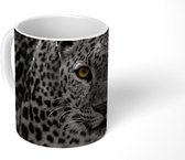 Mok - Zwart-wit foto van een gekleurde luipaard - 350 ML - Beker