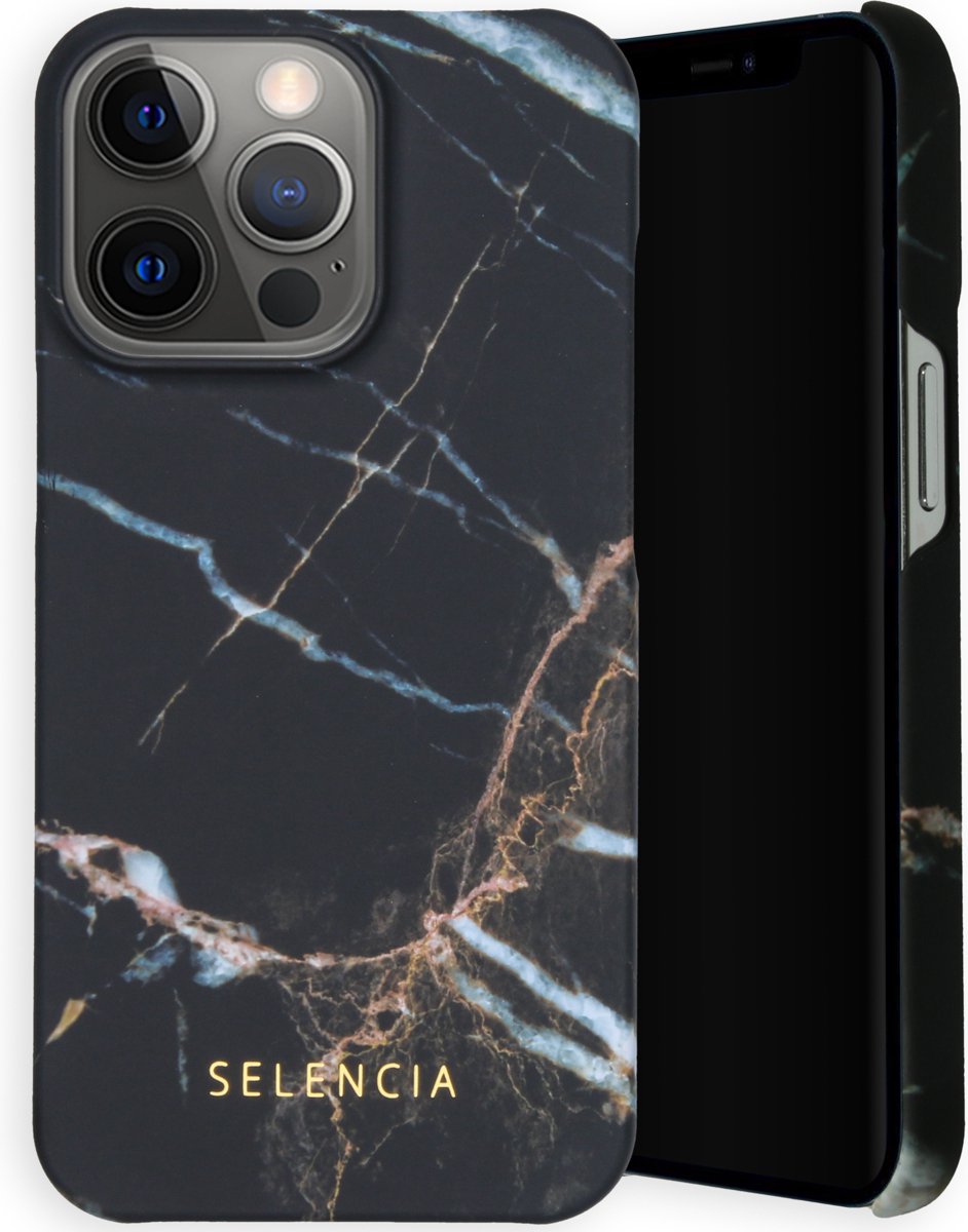 Selencia Maya Fashion Backcover iPhone 13 Pro hoesje - Marble Black