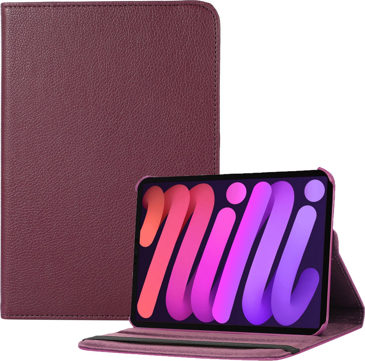 Geschikt Voor iPad Mini 6 Hoes en geschikt voor iPad mini 7 hoes - Mini 6 en Mini 7 Cover - Hoesje - 8.3 Inch - Met Standaard - 360 Draaibaar - Roterend - Paars