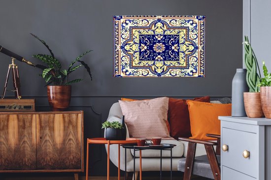 Stickers muraux - Tapis Persan - Tapis - Motifs - Blauw - 90x60 cm - Film Adhésif