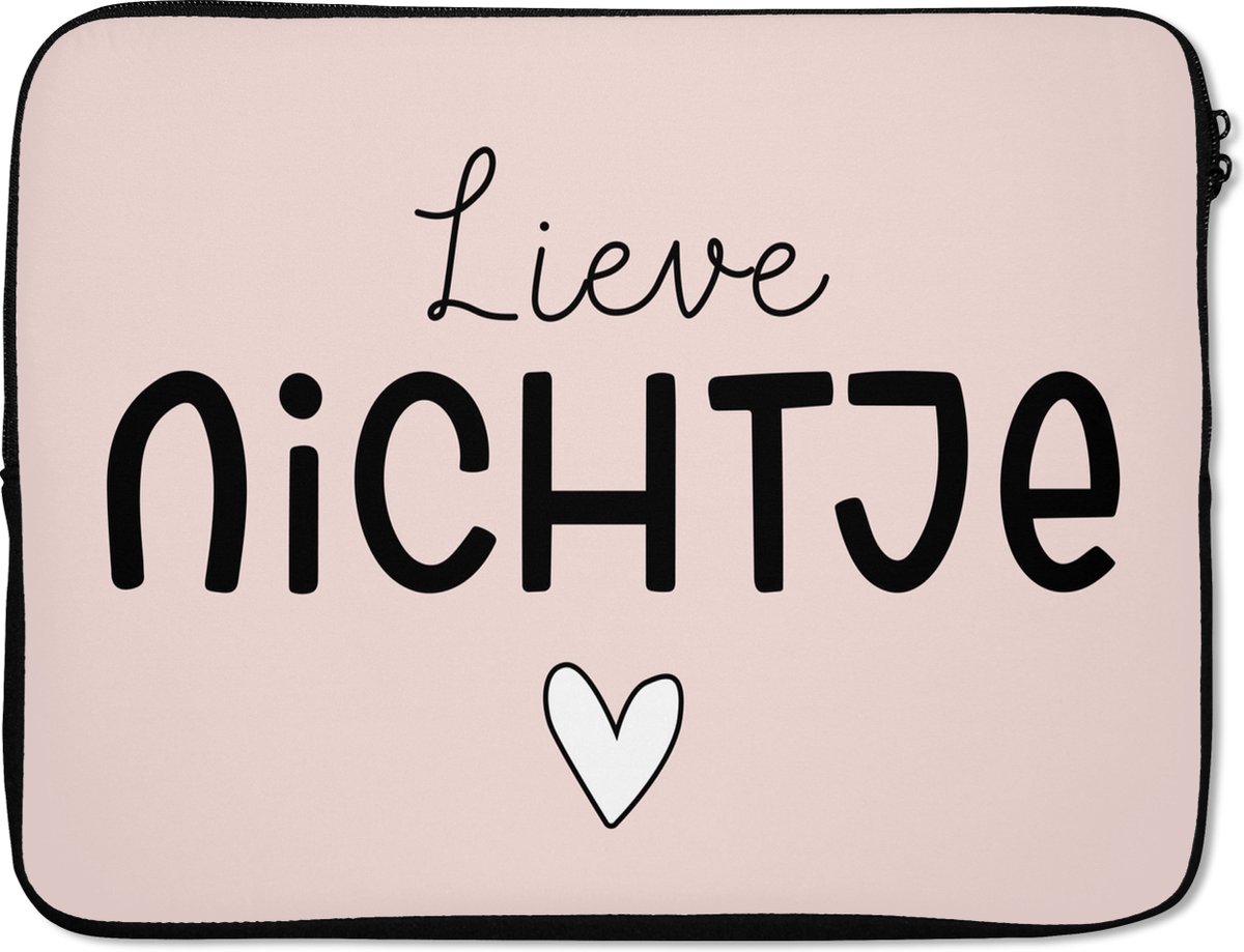 Laptophoes 17 inch - Spreuken - Roze - Pastel - Laptop sleeve - Binnenmaat 41x28 cm - Zwarte achterkant