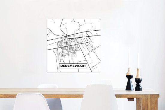 Décoration murale Métal - Aluminium Peinture Industrielle - Carte - Dedemsvaart - Zwart - Wit - 50x50 cm - Dibond - Photo sur aluminium - Décoration murale industrielle - Pour le salon / chambre