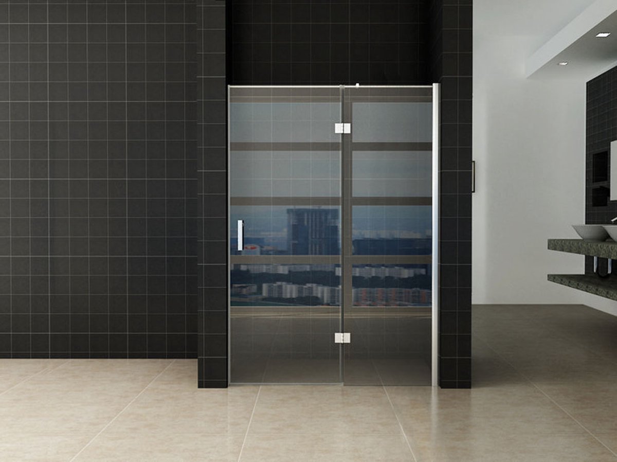 Bally Turn Nis Swingdeur Douche Draaideur Met Vaste Wand 110(60-50)x200cm Antikalk Veiligheidsglas Met NANO Coating