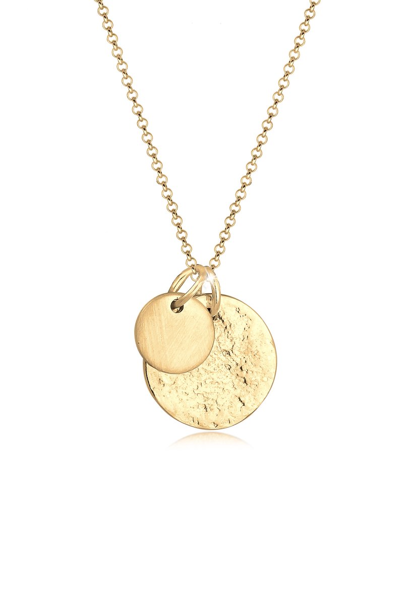 Elli - Halsketting - Dames Plaatje Munten Geo Organische Look in 925 Sterling Zilver - Dames