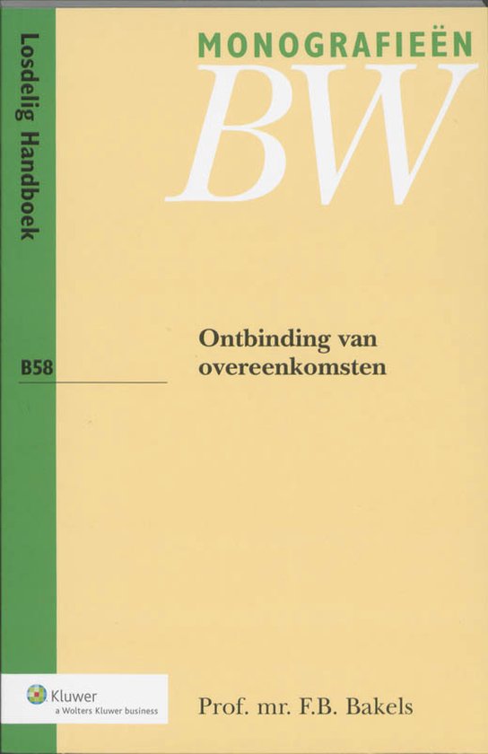 Monografieen BW B58 - Ontbinding van overeenkomsten - cover