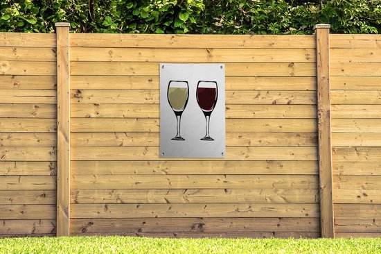 Illustration de verres à vin avec du vin rouge et blanc 60x90 cm