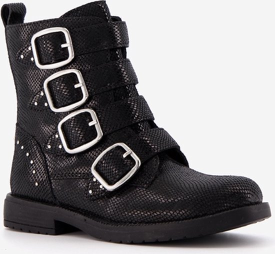 Groot leren meisjes biker boots - Zwart - Maat 24 - Echt leer | bol.com