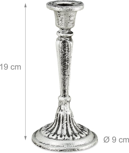 relaxdays bougeoir antique - bougeoir - bougeoir - vintage - argent sans bougie